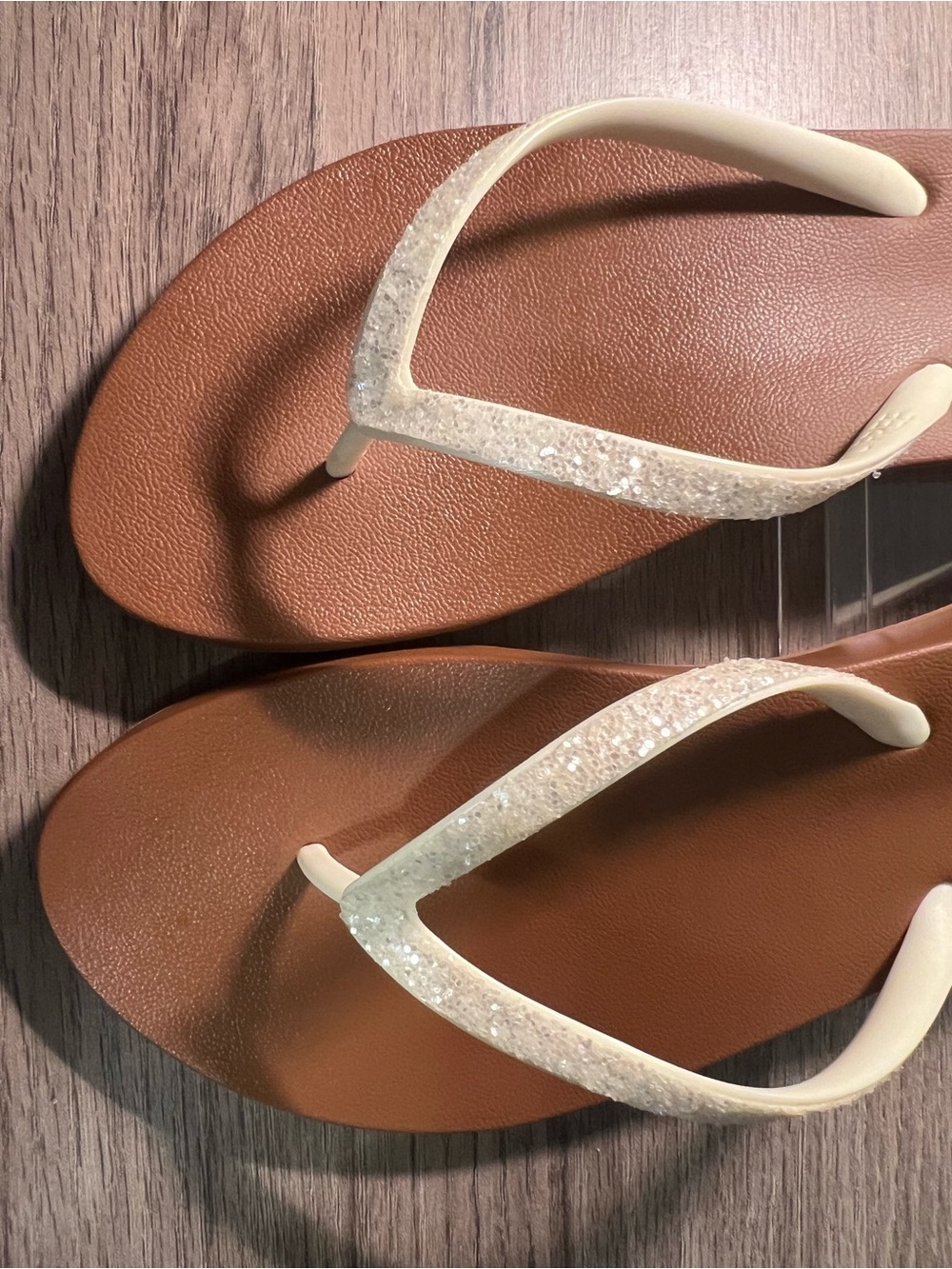 Reef Women's Tan Footbed Sandals with Ivory Glitter Straps - Picture 3 of 5